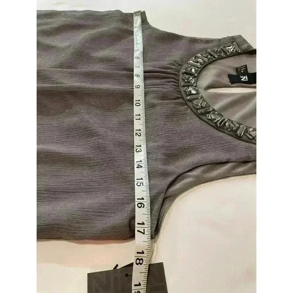 IZ Byer Women Charcoal Gray‎ Color with Rinstone Sleeveless Small Size NWT